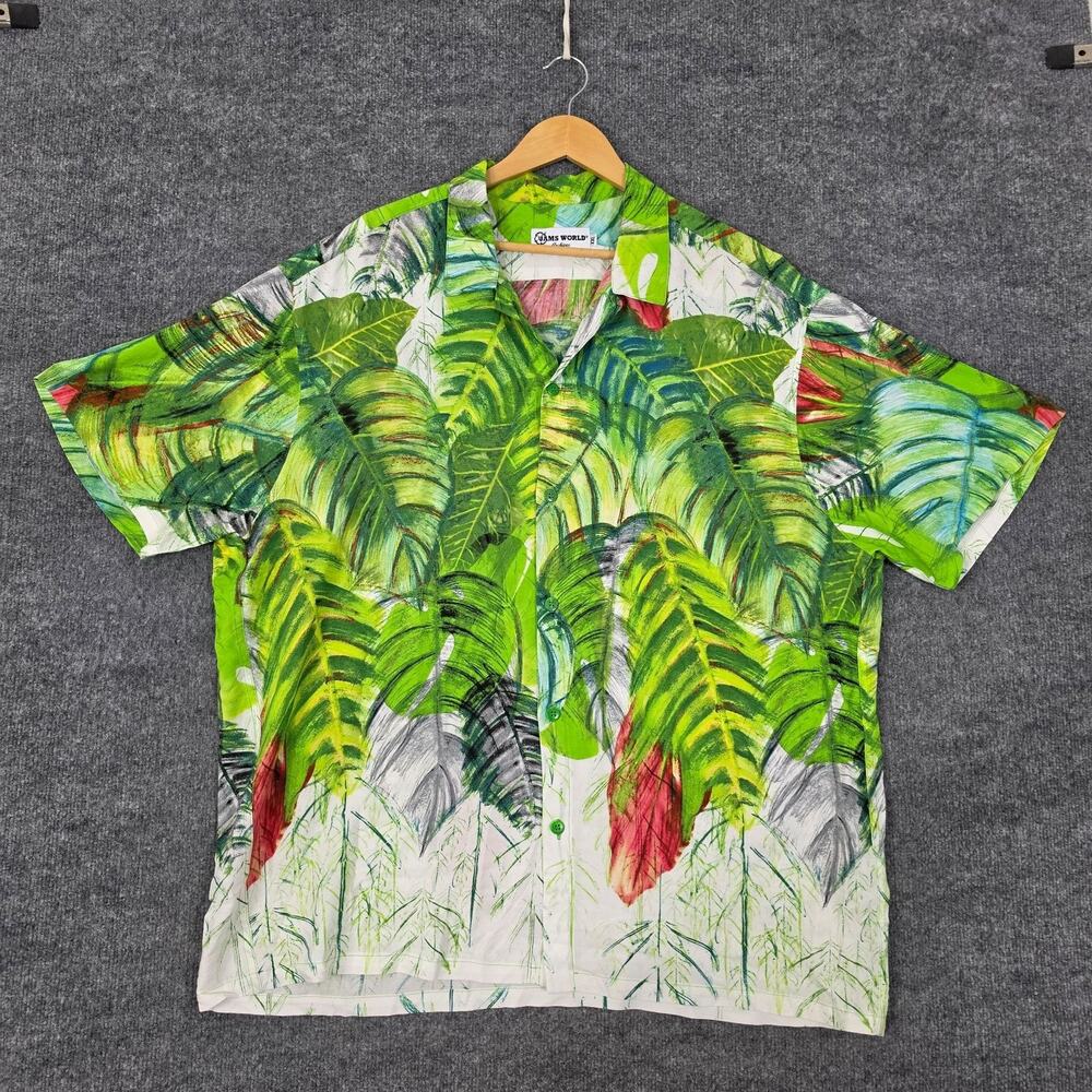 Jams World Shirt Mens 2XL Hawaiian Aloha Wailua Rayon Tropical Green Summer